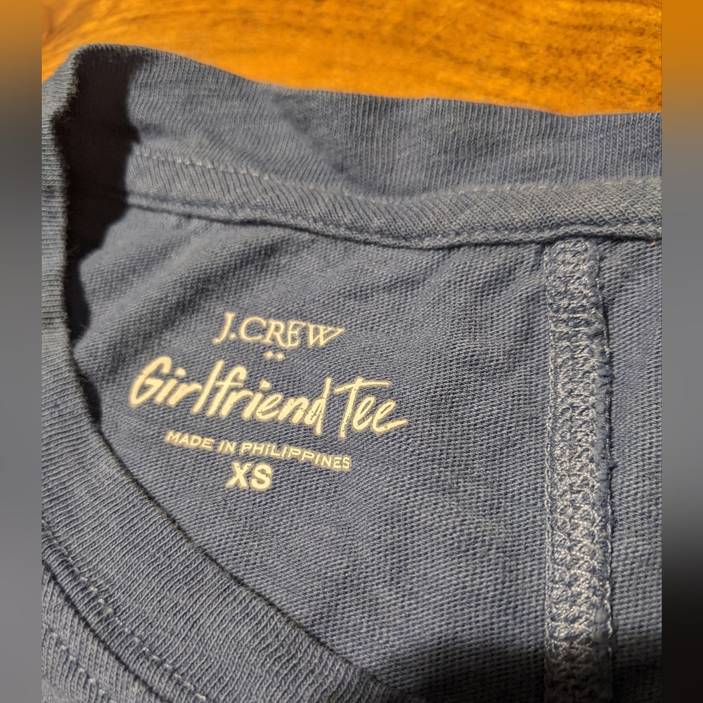J. Crew - Long-Sleeve Crewneck Girlfriend Tee Shirt AS893 | Blue | Size XS - Picture 6 of 6